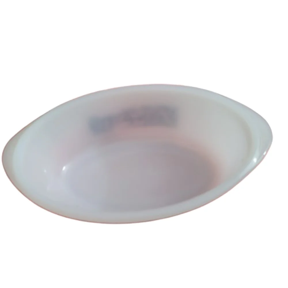 Glasbake Ovenware Bowl Design White Serving Bowl Oval Currier & Ives
